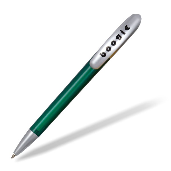 Kugelschreiber Boogie mit Clip in silber grün