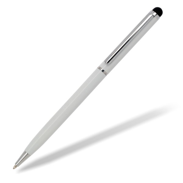 Minikugelschreiber aus Metall Brixi mit Touch weiß