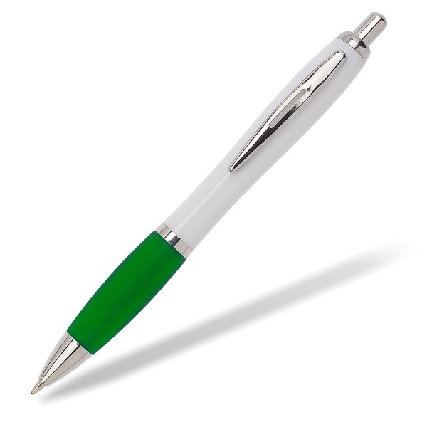 Kugelschreiber Toppy white Griffprofil grün