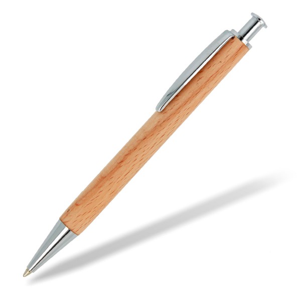 Holzkugelschreiber Treepen mit glänzenden Beschlagteilen