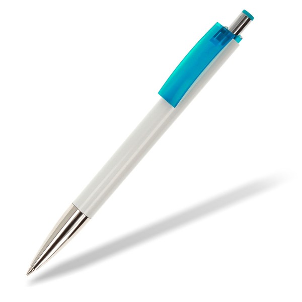 Kugelschreiber E-Fifty-flash weiß Clip hellblau