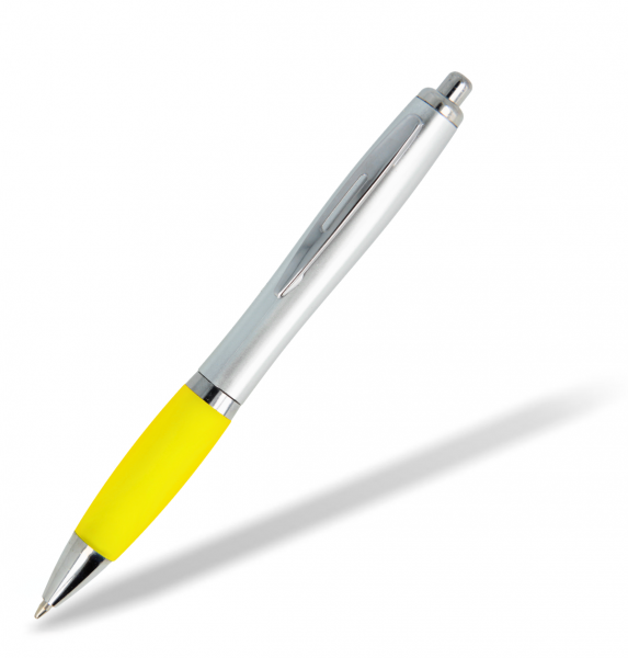 Kunststoffkugelschreiber-toppy-silver-gelb