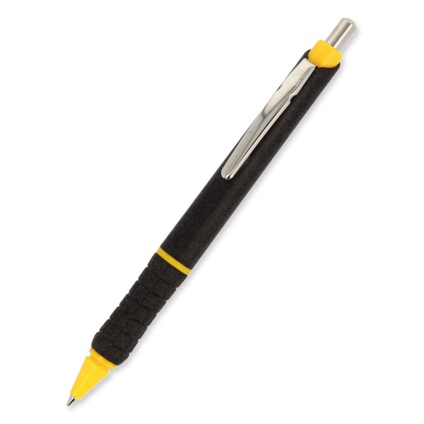Kugelschreiber Apollo schwarz mit Griffprofil gelb
