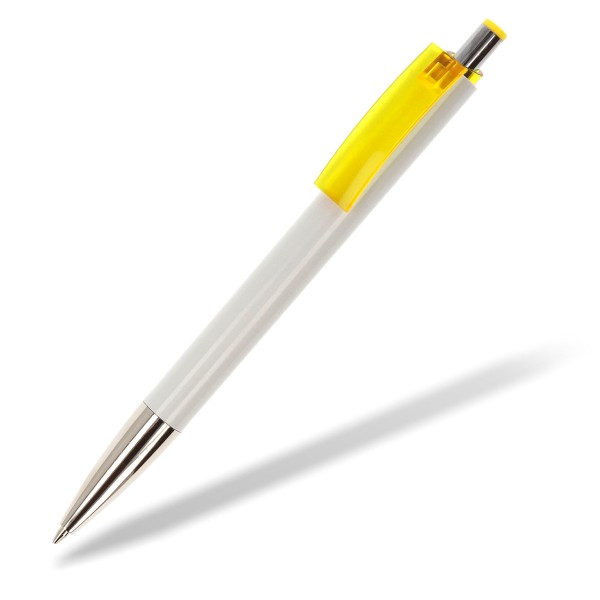Kugelschreiber E-Fifty-flash weiß Clip gelb