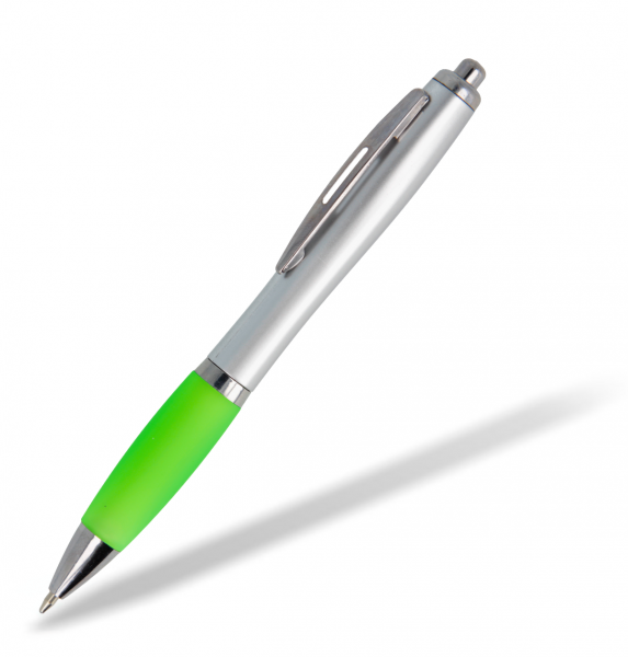 Kunststoffkugelschreiber-toppy-silver-hellgruen