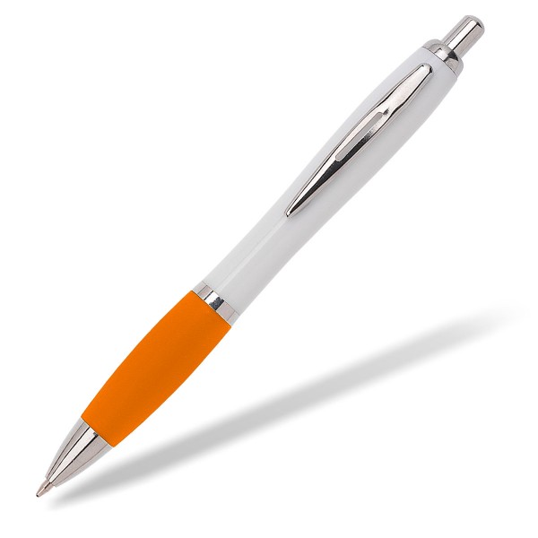 Kugelschreiber Toppy white Griffprofil orange