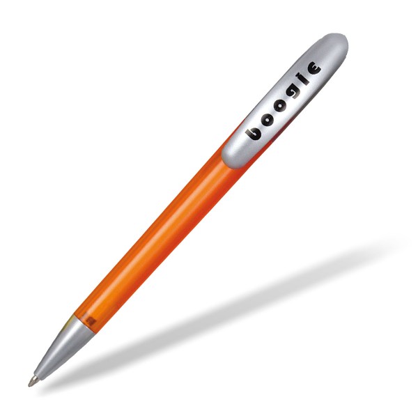 Kugelschreiber Boogie mit Clip in silber orange