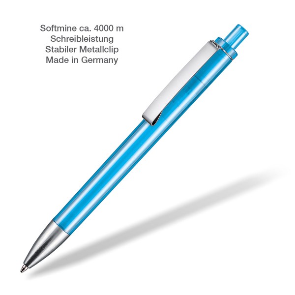 Kugelschreiber Exos transparent hellblau