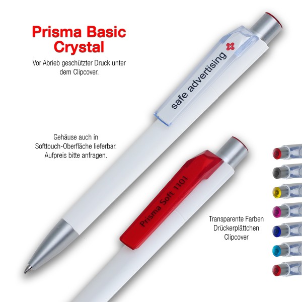 Kugelschreiber Prisma Basic Crystal  Druck im Clipcover alle Farben