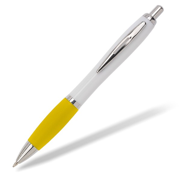 Kugelschreiber Toppy white Griffprofil gelb