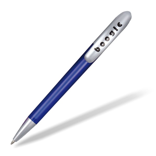 Kugelschreiber Boogie mit Clip in silber blau