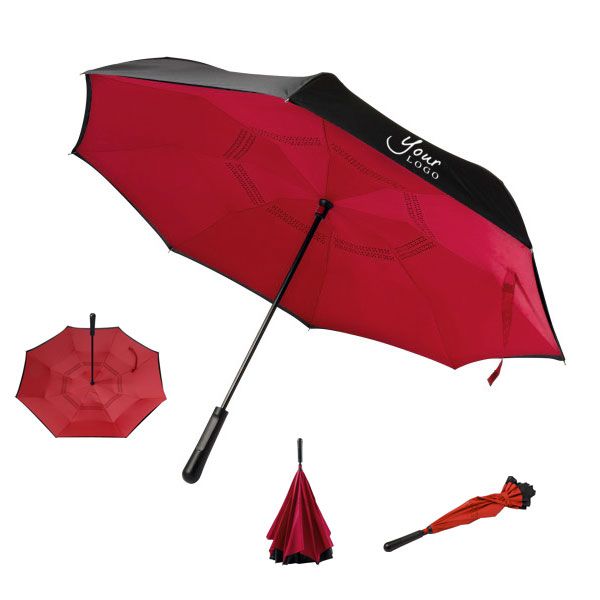 Regenschirm aus Pongee Seide rot