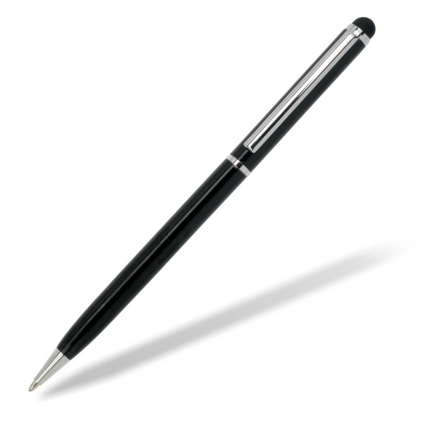 Minikugelschreiber aus Metall Brixi mit Touch schwarz